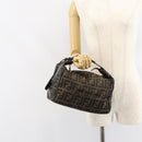 FENDI Zucca Canvas Vanity Bag Black Brown Auth 158112-26