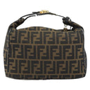 FENDI Zucca Canvas Vanity Bag Black Brown Auth 158112-3