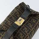 FENDI Zucca Canvas Vanity Bag Black Brown Auth 158112-6