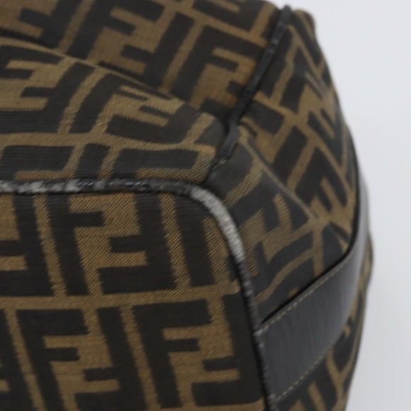 FENDI Zucca Canvas Vanity Bag Black Brown Auth 158112