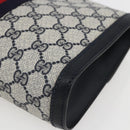 GUCCI GG Supreme Sherry Line Clutch Bag PVC Navy Gold 89 01 006 Auth 158113-10