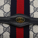 GUCCI GG Supreme Sherry Line Clutch Bag PVC Navy Gold 89 01 006 Auth 158113-12