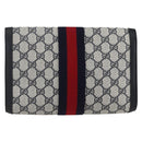 GUCCI GG Supreme Sherry Line Clutch Bag PVC Navy Gold 89 01 006 Auth 158113-3