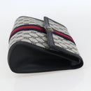 GUCCI GG Supreme Sherry Line Clutch Bag PVC Navy Gold 89 01 006 Auth 158113-4