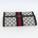 GUCCI GG Supreme Sherry Line Clutch Bag PVC Navy Gold 89 01 006 Auth 158113-6