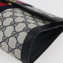 GUCCI GG Supreme Sherry Line Clutch Bag PVC Navy Gold 89 01 006 Auth 158113-8