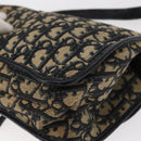 Christian Dior Trotter Canvas Shoulder Bag Navy Gold Auth 158114-17