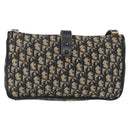 Christian Dior Trotter Canvas Shoulder Bag Navy Gold Auth 158114-2