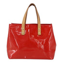 LOUIS VUITTON Monogram Vernis Reade PM Hand Bag Red Rouge M91088 LV Auth 158118-2