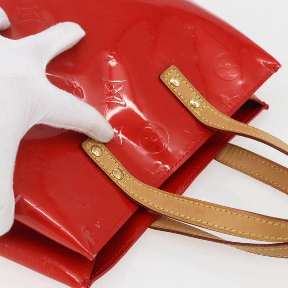 LOUIS VUITTON Monogram Vernis Reade PM Hand Bag Red Rouge M91088 LV Auth 158118