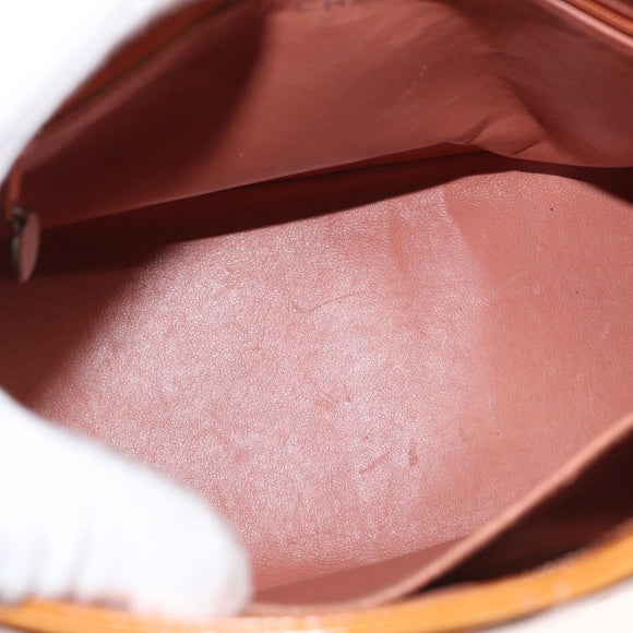 CHANEL Standard Tote Bag Patent leather Beige Silver CC Auth 158120