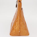 CHANEL Standard Tote Bag Patent leather Beige Silver CC Auth 158120-3