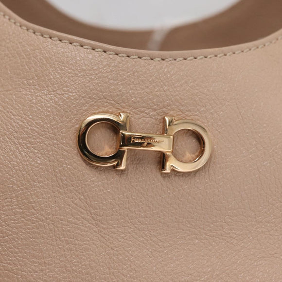 Salvatore Ferragamo Gancini Tote Bag Leer Roze Goud Origineel 158121