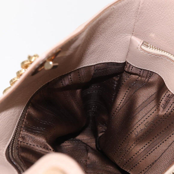 Salvatore Ferragamo Gancini Tote Bag Leer Roze Goud Origineel 158121
