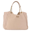 Salvatore Ferragamo Gancini Tote Bag Leer Roze Goud Origineel 158121-1