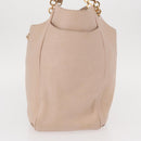 Salvatore Ferragamo Gancini Tote Bag Leer Roze Goud Origineel 158121-3
