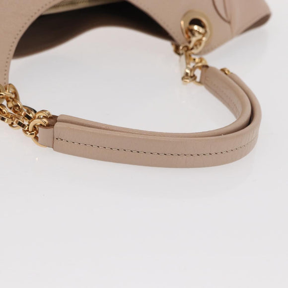 Salvatore Ferragamo Gancini Tote Bag Leer Roze Goud Origineel 158121
