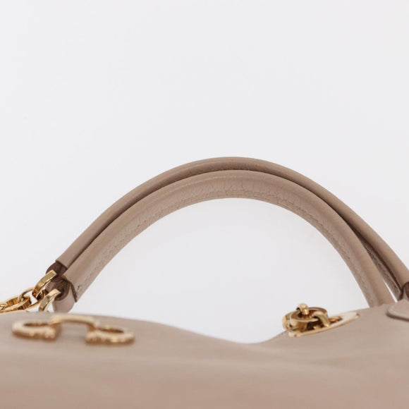 Salvatore Ferragamo Gancini Tote Bag Leer Roze Goud Origineel 158121