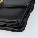 CELINE Horse Carriage Shoulder Bag Leather Black Gold Auth 158123-10