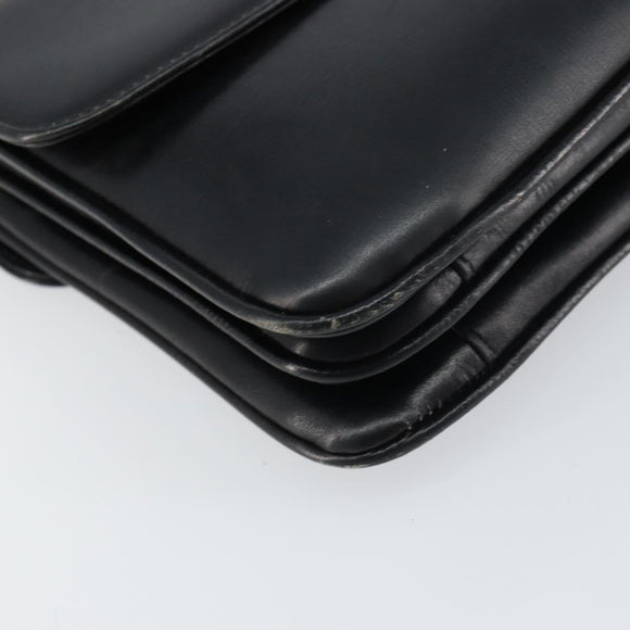 CELINE Horse Carriage Shoulder Bag Leather Black Gold Auth 158123