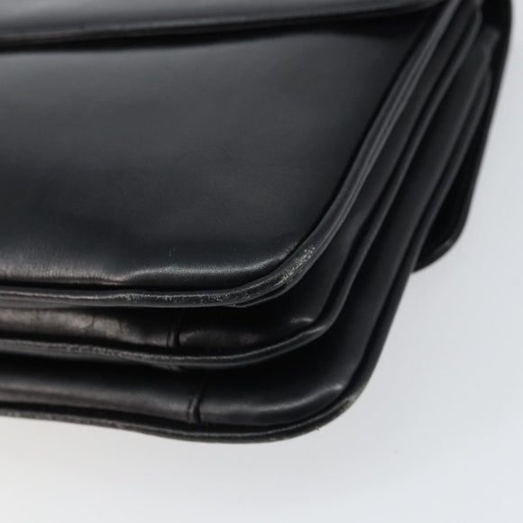 CELINE Horse Carriage Shoulder Bag Leather Black Gold Auth 158123