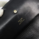 CELINE Horse Carriage Shoulder Bag Leather Black Gold Auth 158123-16