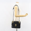 CELINE Horse Carriage Shoulder Bag Leather Black Gold Auth 158123-24
