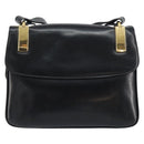 CELINE Horse Carriage Shoulder Bag Leather Black Gold Auth 158123-3