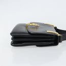 CELINE Horse Carriage Shoulder Bag Leather Black Gold Auth 158123-4