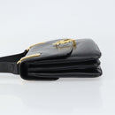 CELINE Horse Carriage Shoulder Bag Leather Black Gold Auth 158123-5