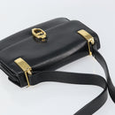 CELINE Horse Carriage Shoulder Bag Leather Black Gold Auth 158123-6