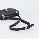 CELINE Horse Carriage Shoulder Bag Leather Black Gold Auth 158123-7