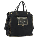 PRADA Tote Bag Nylon Black Gold Auth 158129-1