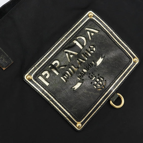 PRADA Tote Bag Nylon Black Gold Auth 158129