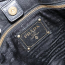 PRADA Tote Bag Nylon Black Gold Auth 158129-18