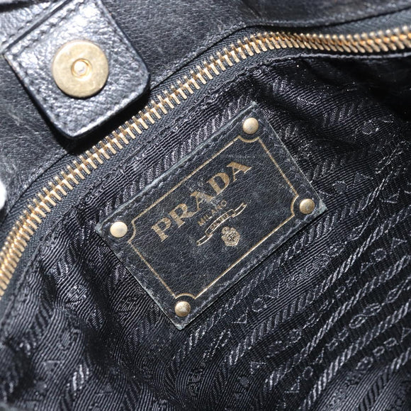 PRADA Tote Bag Nylon Black Gold Auth 158129