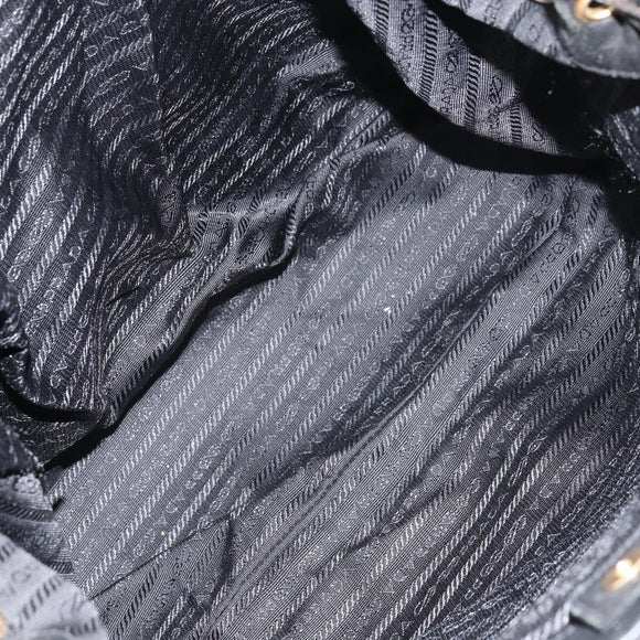 PRADA Tote Bag Nylon Black Gold Auth 158129