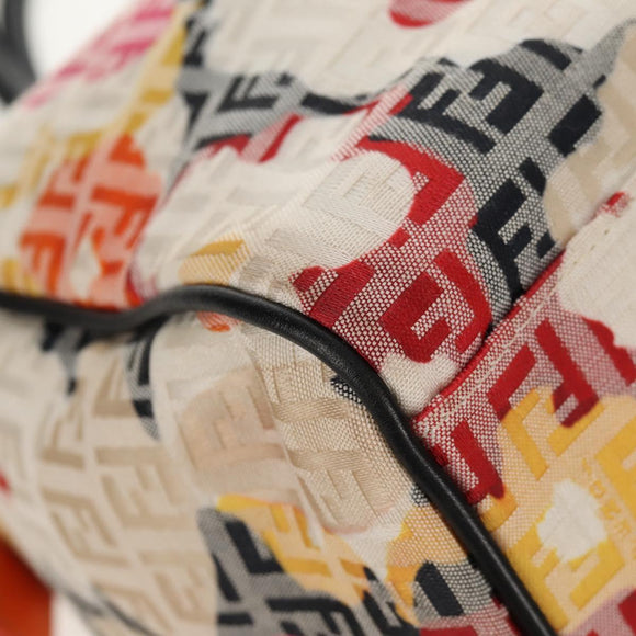 FENDI Zucchino Canvas Boston Bag Multicolor Gold Auth 158130V