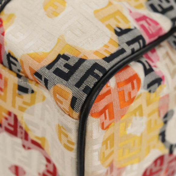 FENDI Zucchino Canvas Boston Bag Multicolor Gold Auth 158130V
