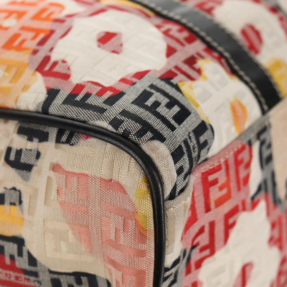 FENDI Zucchino Canvas Boston Bag Multicolor Gold Auth 158130V