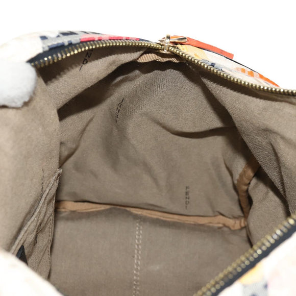FENDI Zucchino Canvas Boston Bag Multicolor Gold Auth 158130V