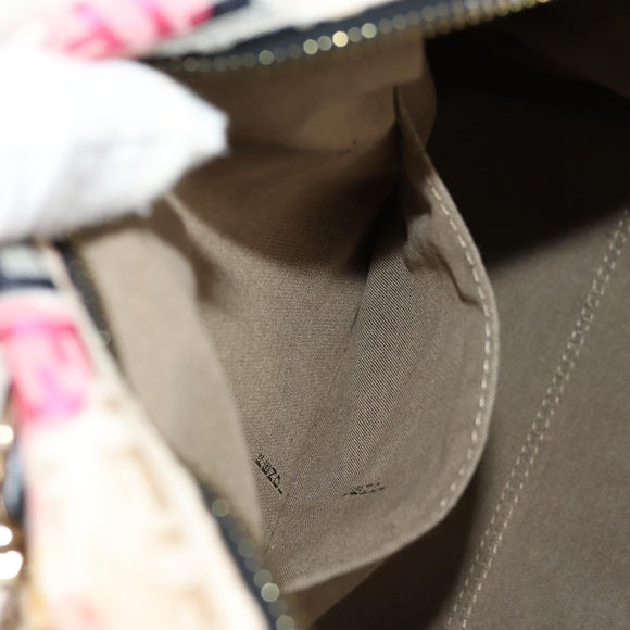 FENDI Zucchino Canvas Boston Bag Multicolor Gold Auth 158130V