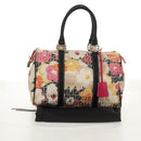 FENDI Zucchino Canvas Boston Bag Multicolor Gold Auth 158130V-12