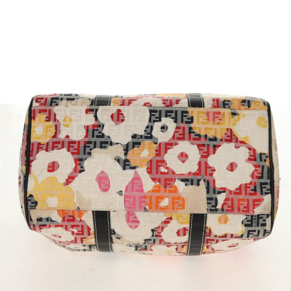 FENDI Zucchino Canvas Boston Bag Multicolor Gold Auth 158130V