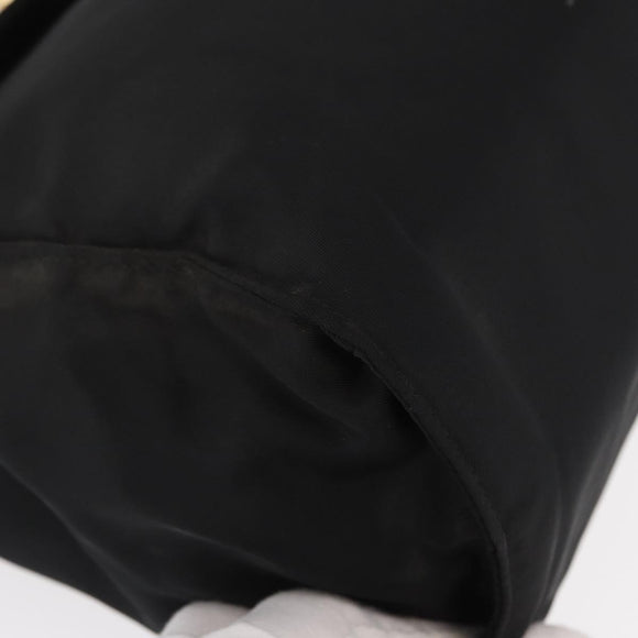 PRADA Hand Bag Nylon Black gold Auth 158131