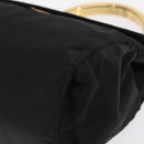 PRADA Hand Bag Nylon Black gold Auth 158131-14