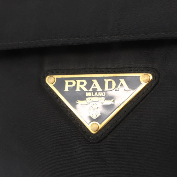 PRADA Hand Bag Nylon Black gold Auth 158131