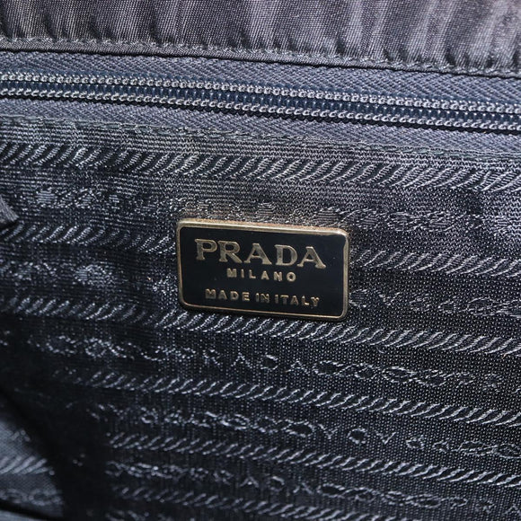 PRADA Hand Bag Nylon Black gold Auth 158131