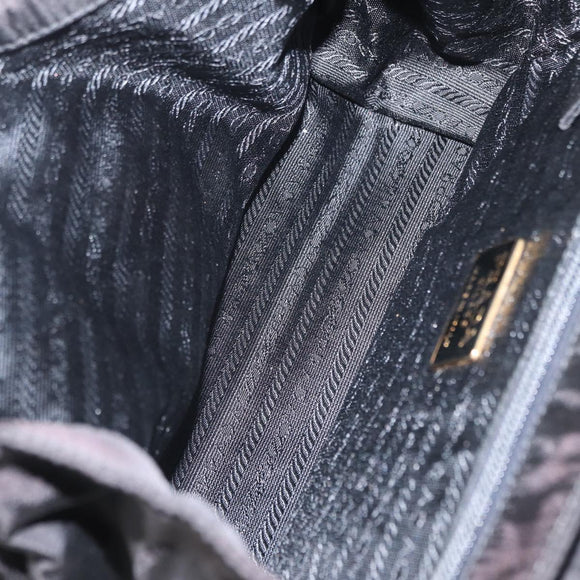 PRADA Hand Bag Nylon Black gold Auth 158131