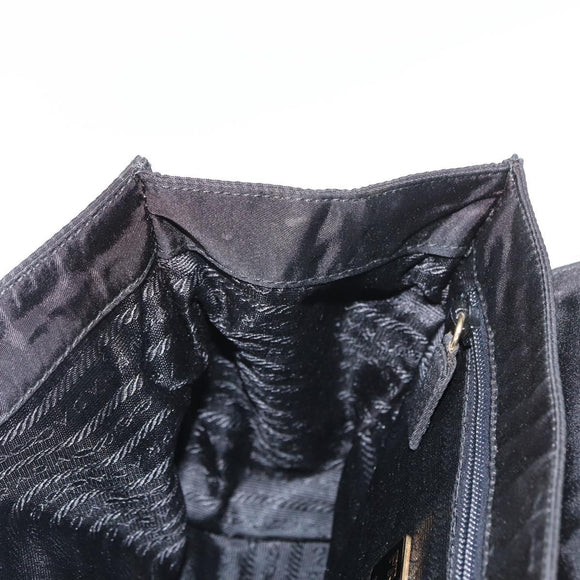 PRADA Hand Bag Nylon Black gold Auth 158131